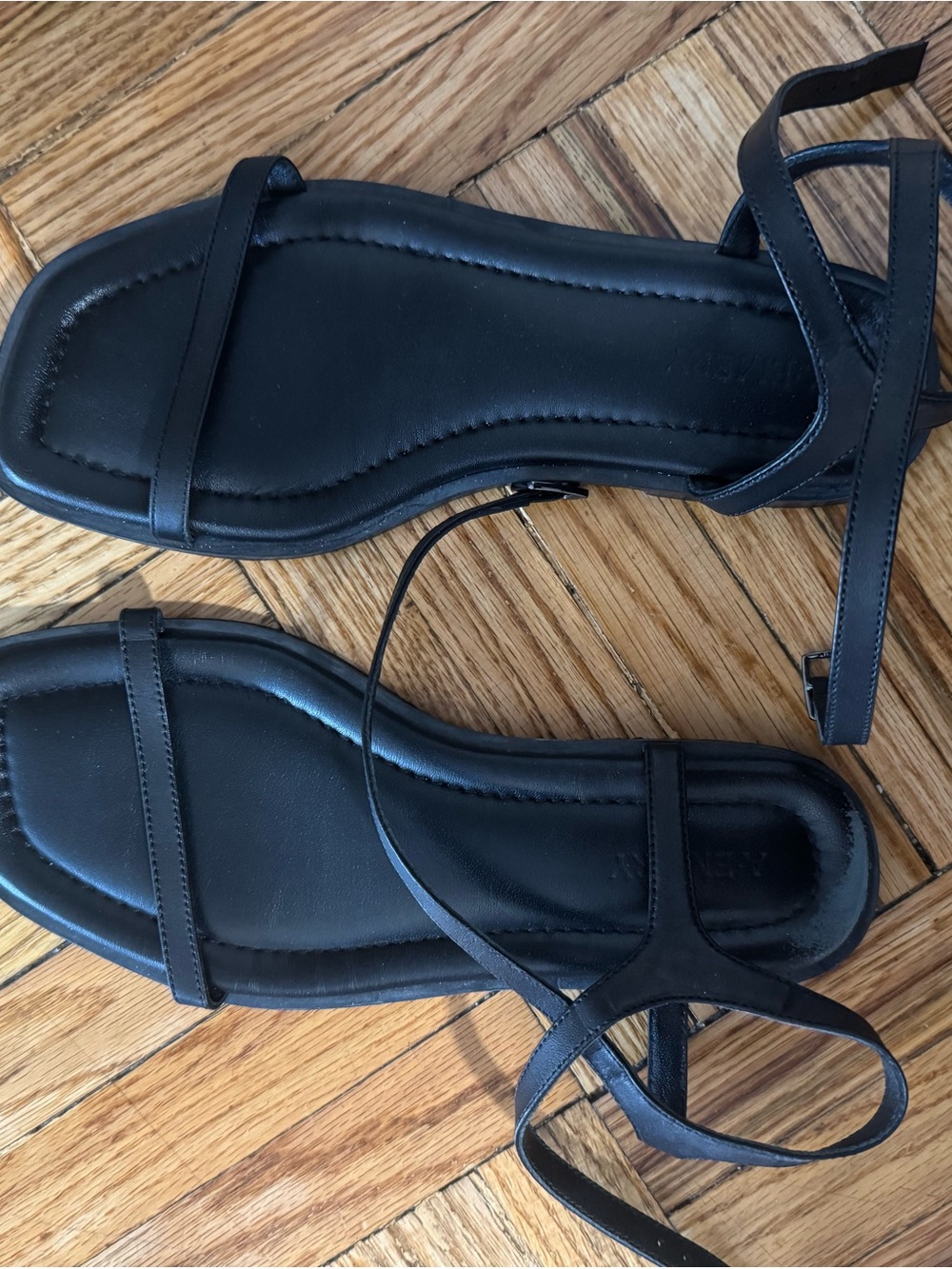 A. Emery Women's Black Minimal Sandals with Ankle Strap